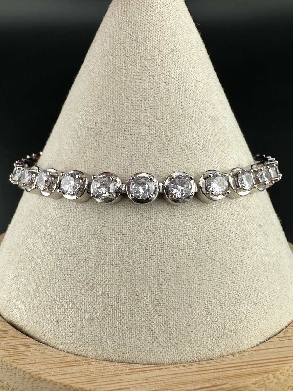 Zales Lab Created White Sapphire Sterling Silver Tennis Bracelet 7"
